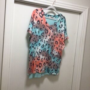Womens Haptics by Holly Harper Leopard Tie Dye Shirt